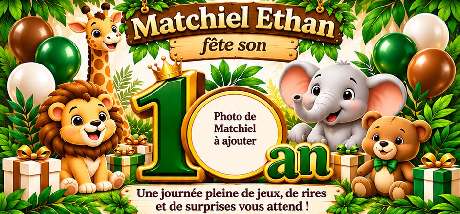 Matchiel Ethan fête son premier anniversaire, entouré d’animaux de la jungle
